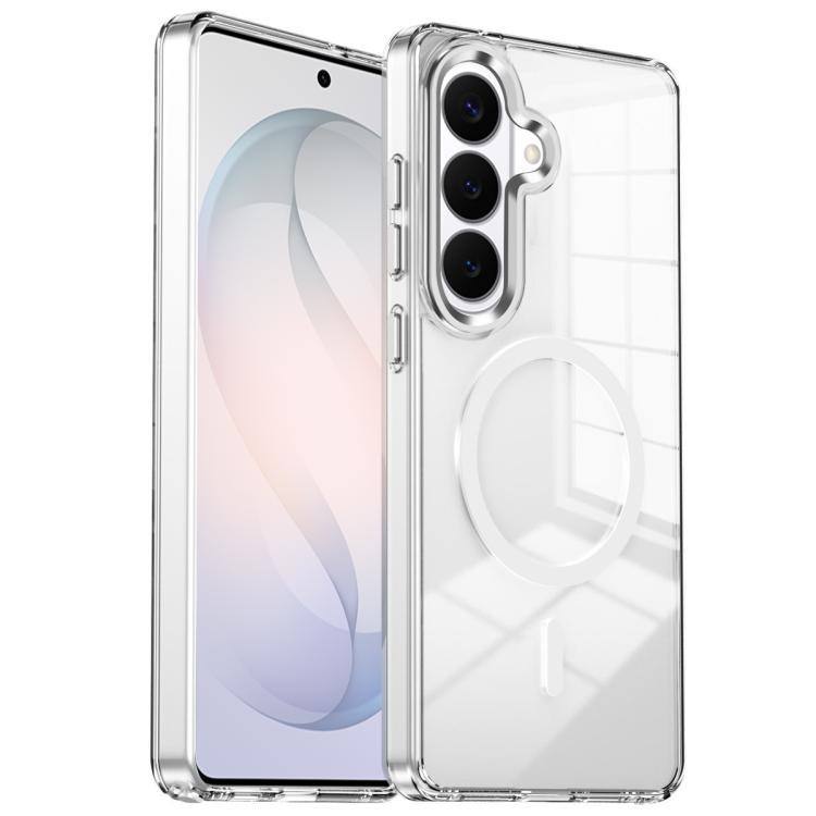 For Samsung Galaxy S26+ 5G Electroplated Cat-Eye Frame Magnetic MagSafe Shockproof Phone Case(White)