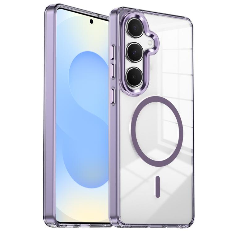 

For Samsung Galaxy S25+ 5G Electroplated Cat-Eye Frame Magnetic MagSafe Shockproof Phone Case(Purple)
