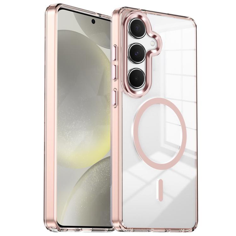 For Samsung Galaxy S24+ 5G Electroplated Cat-Eye Frame Magnetic MagSafe Shockproof Phone Case(Pink)