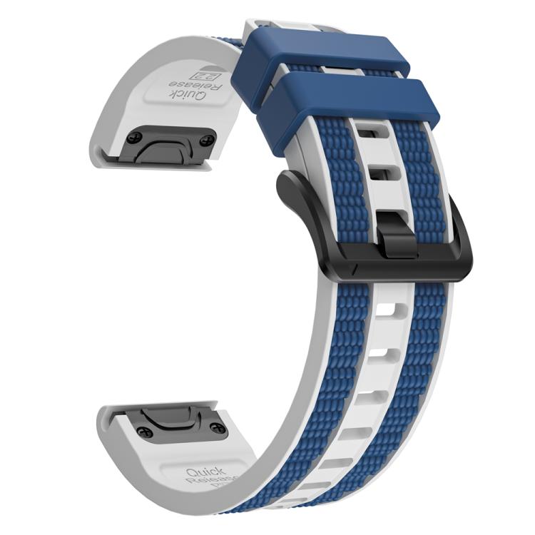 

For Garmin 26mm Two Color Matching Sports Silicone Quick Release Watch Band(White Blue)