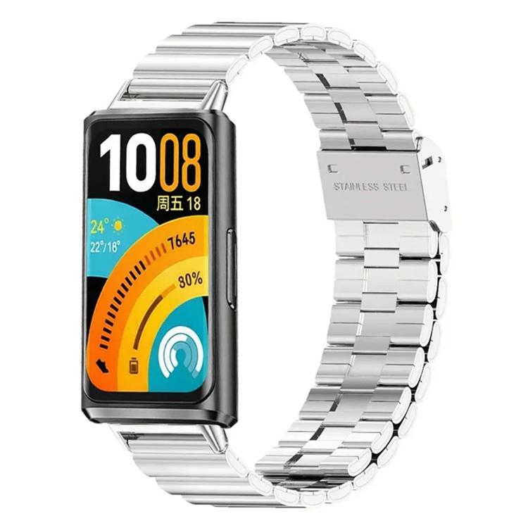For Huawei Band 11 / Band 11 Pro Bamboo Snap Buckle Stainless Steel Metal Watch Band(Silver)