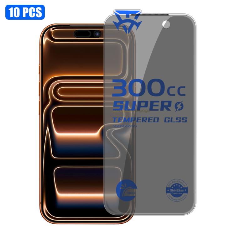 

For iPhone 17 Pro 10pcs 300CC Large Arc Antistatic Corning Gorilla Privacy Tempered Glass Film