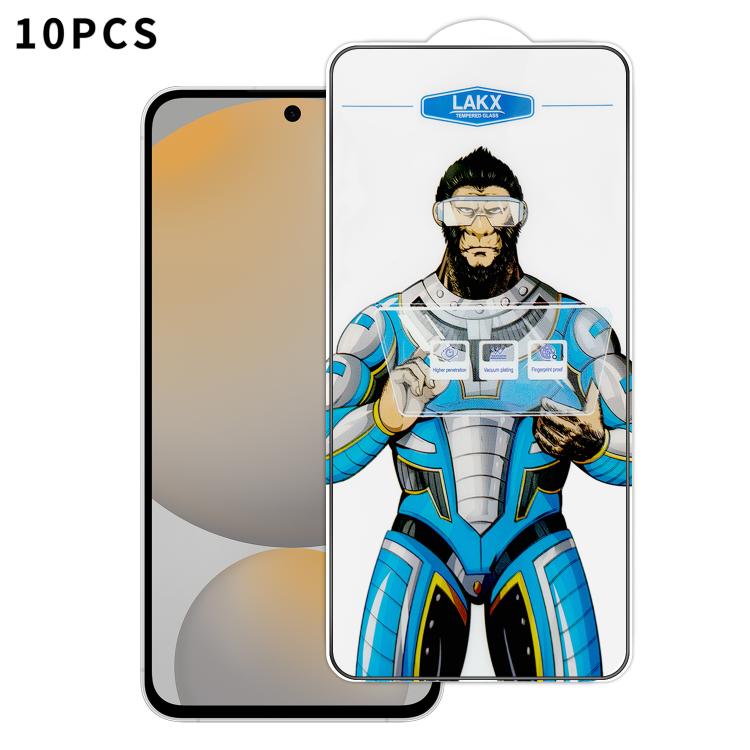 For Samsung Galaxy S24 FE 5G 10pcs Blue Gorilla Anti-fingerprint Anti-static Silk Screen HD Electroplated Tempered Glass Film