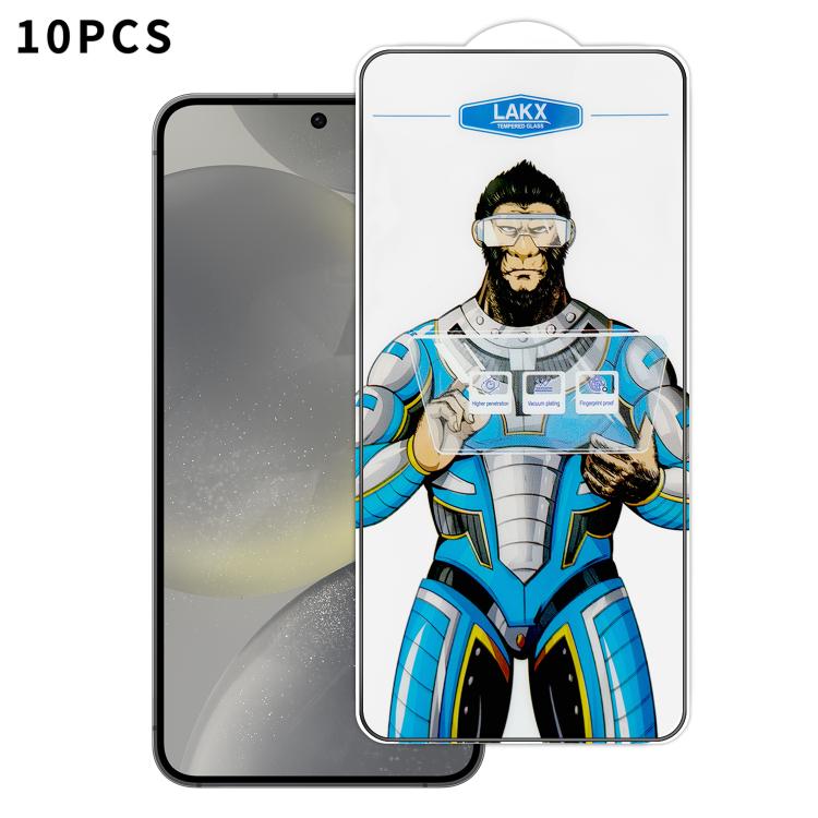 For Samsung Galaxy S24+ 5G 10pcs Blue Gorilla Anti-fingerprint Anti-static Silk Screen HD Electroplated Tempered Glass Film