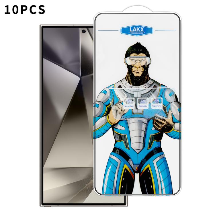 For Samsung Galaxy S24 Ultra 5G 10pcs Blue Gorilla Anti-fingerprint Anti-static Silk Screen HD Electroplated Tempered Glass Film