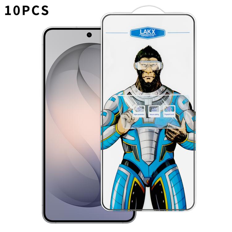 

For Samsung Galaxy S26+ 5G 10pcs Blue Gorilla Anti-fingerprint Anti-static Silk Screen HD Electroplated Tempered Glass Film