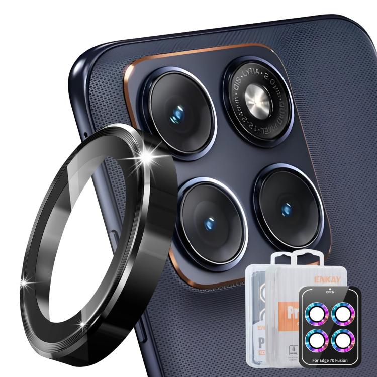 

For Motorola Edge 70 Fusion ENKAY Hat-Prince 9H Rear Camera Lens Aluminium Alloy Tempered Glass Film(Black)