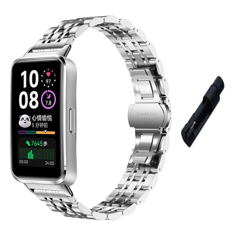 

For Huawei Watch Band 11 / Band 11 Pro Seven Beads Butterfly Clasp Stainless Steel Watch Band with Removal Tool(Silver)