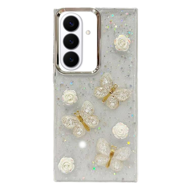 For Samsung Galaxy S26 5G Glitter 3D Butterfly TPU Phone Case(Gold)
