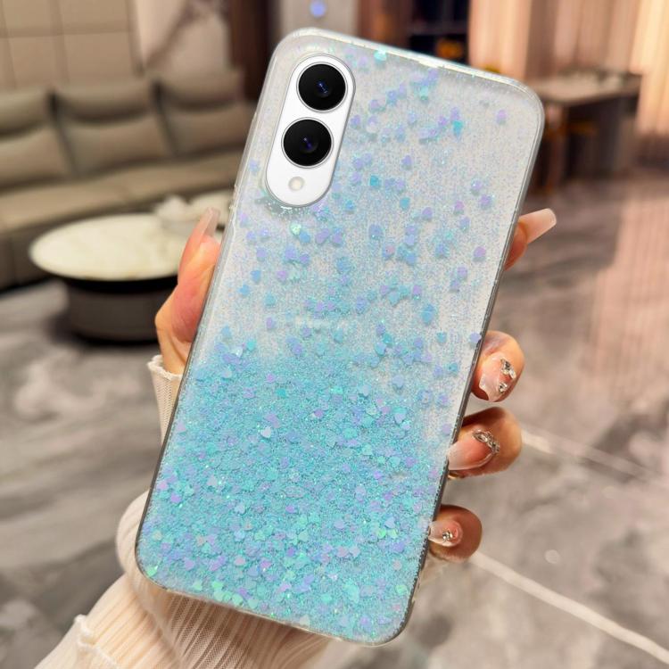 For Samsung Galaxy S25 Edge 5G Sequins Glitter Gradient Epoxy TPU Phone Case(Blue)