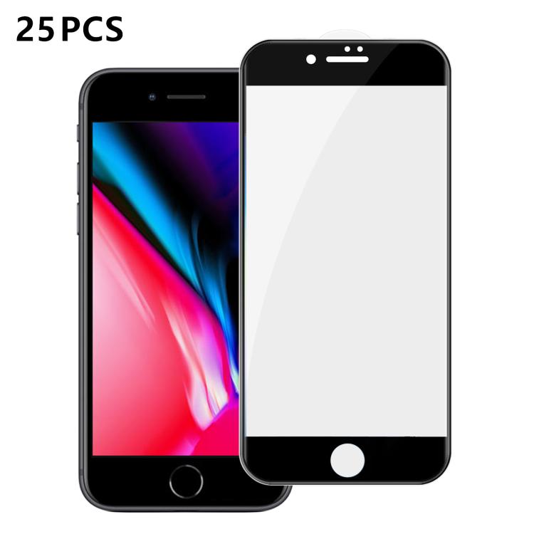 For iPhone 8 Plus 25pcs High-Aluminum Full-Coverage Anti-Fingerprint Screen-Printed HD Tempered Glass Film