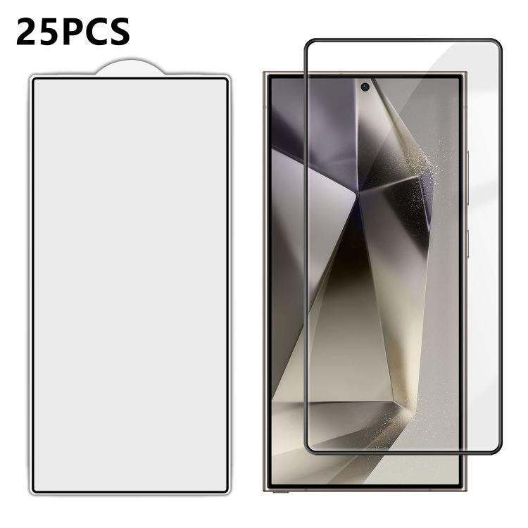 For Galaxy S24 Ultra 5G 25pcs High-Aluminum Full-Coverage Anti-Fingerprint Screen-Printed HD Tempered Glass Film