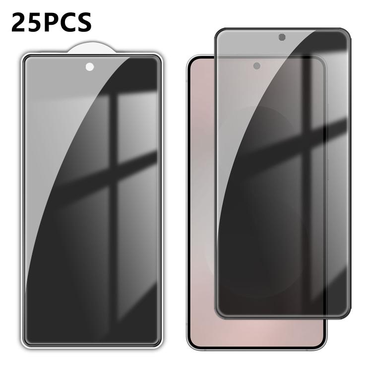 For Galaxy S25 Edge 5G 25pcs High-Aluminum Full-Coverage Anti-Fingerprint Screen-Printed Privacy Tempered Glass Film