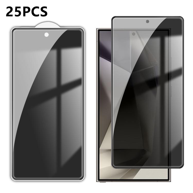 For Galaxy S24 Ultra 5G 25pcs High-Aluminum Full-Coverage Anti-Fingerprint Screen-Printed Privacy Tempered Glass Film