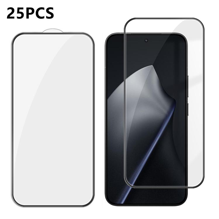 For Xiaomi 15T Pro 25pcs High-Aluminum Full-Coverage Anti-Fingerprint Screen-Printed HD Tempered Glass Film