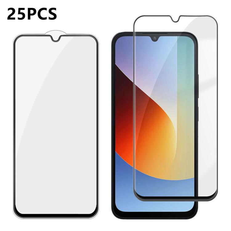 For Redmi A7 4G 171.8mm 25pcs High-Aluminum Full-Coverage Anti-Fingerprint Screen-Printed HD Tempered Glass Film