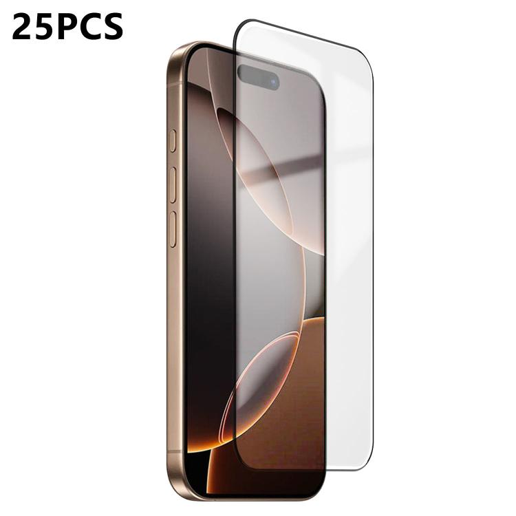

For iPhone 16 Pro 25pcs Ultra-thin Ultrasonic HD Screen-Printed High-Alumina Full Glue Tempered Glass Film