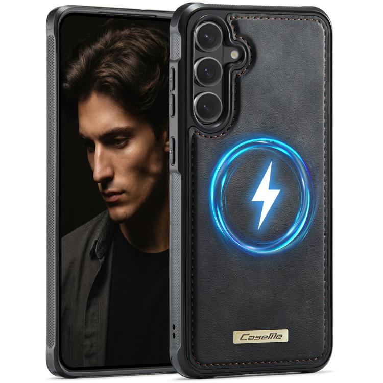 

For Samsung Galaxy S26 5G CaseMe C69 Series Magnetic Vegan Leather Back Phone Case(Black)