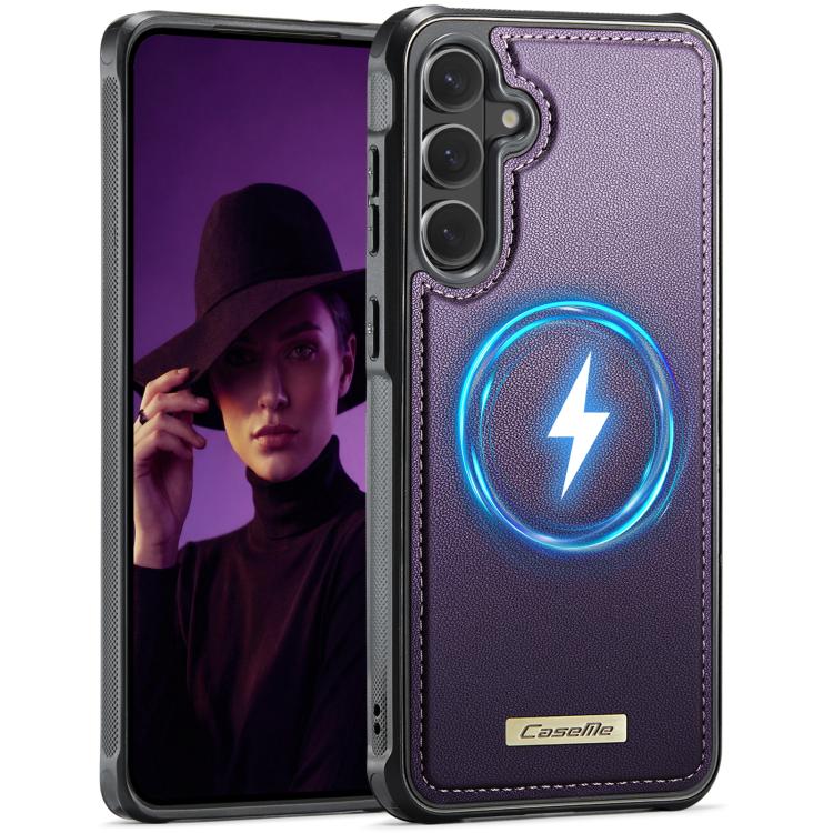 

For Samsung Galaxy S26 5G CaseMe C69 Series Magnetic Vegan Leather Back Phone Case(Purple)