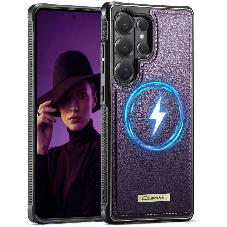 

For Samsung Galaxy S26 Ultra 5G CaseMe C69 Series Magnetic Vegan Leather Back Phone Case(Purple)