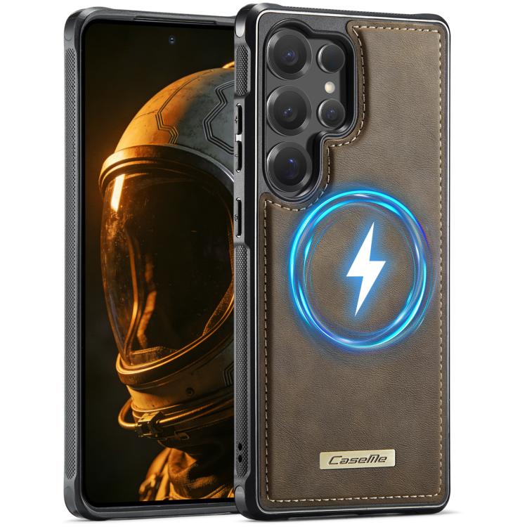 

For Samsung Galaxy S25 Ultra 5G CaseMe C69 Series Magnetic Vegan Leather Back Phone Case(Coffee)