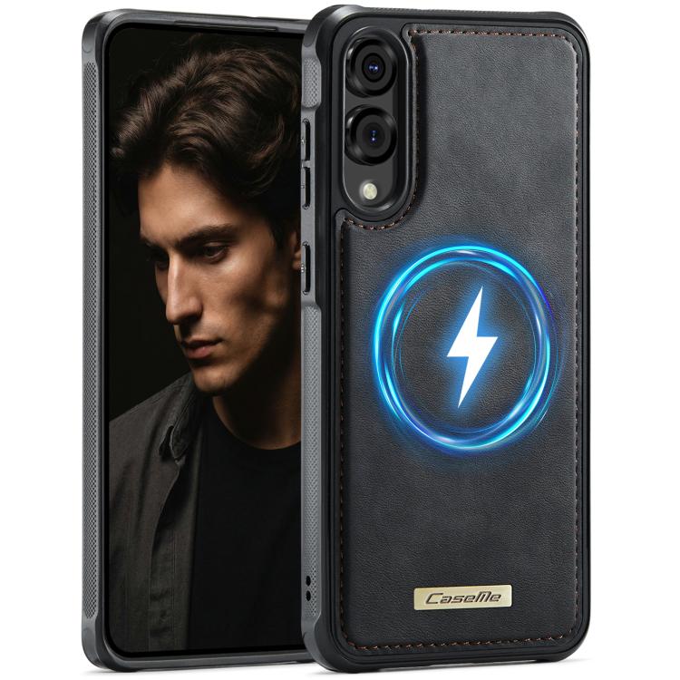 

For Samsung Galaxy S25 Edge 5G CaseMe C69 Series Magnetic Vegan Leather Back Phone Case(Black)