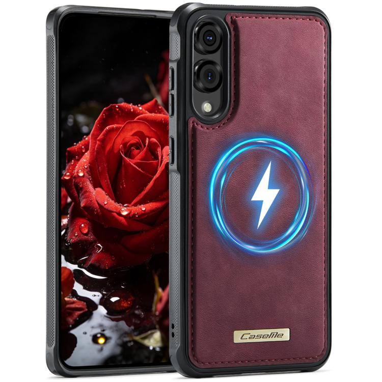 For Samsung Galaxy S25 Edge 5G CaseMe C69 Series Magnetic Vegan Leather Back Phone Case(Red)