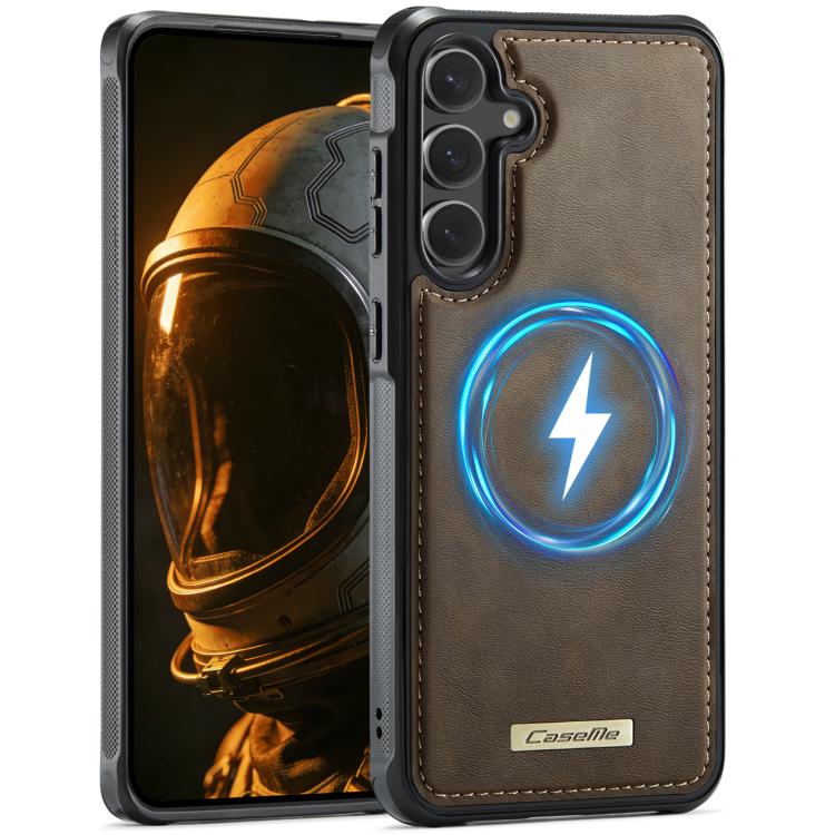 

For Samsung Galaxy S25 FE 5G CaseMe C69 Series Magnetic Vegan Leather Back Phone Case(Coffee)