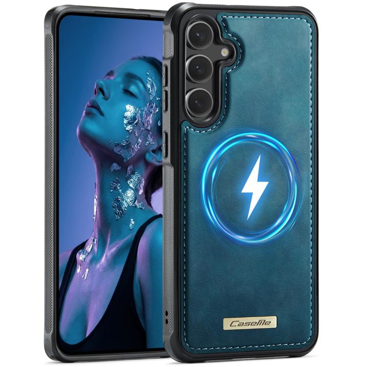For Samsung Galaxy S24 FE 5G CaseMe C69 Series Magnetic Vegan Leather Back Phone Case(Green)