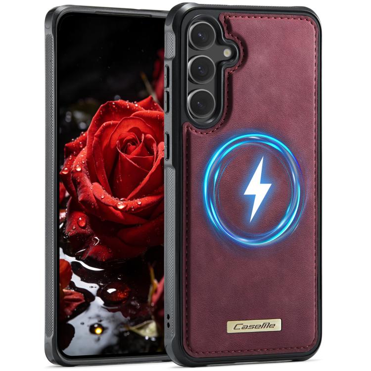 

For Samsung Galaxy S23 FE 5G CaseMe C69 Series Magnetic Vegan Leather Back Phone Case(Red)