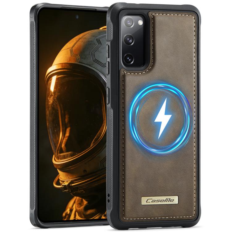 

For Samsung Galaxy S20 FE CaseMe C69 Series Magnetic Vegan Leather Back Phone Case(Coffee)