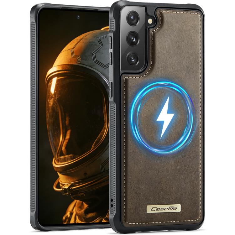 

For Samsung Galaxy S21+ 5G CaseMe C69 Series Magnetic Vegan Leather Back Phone Case(Coffee)