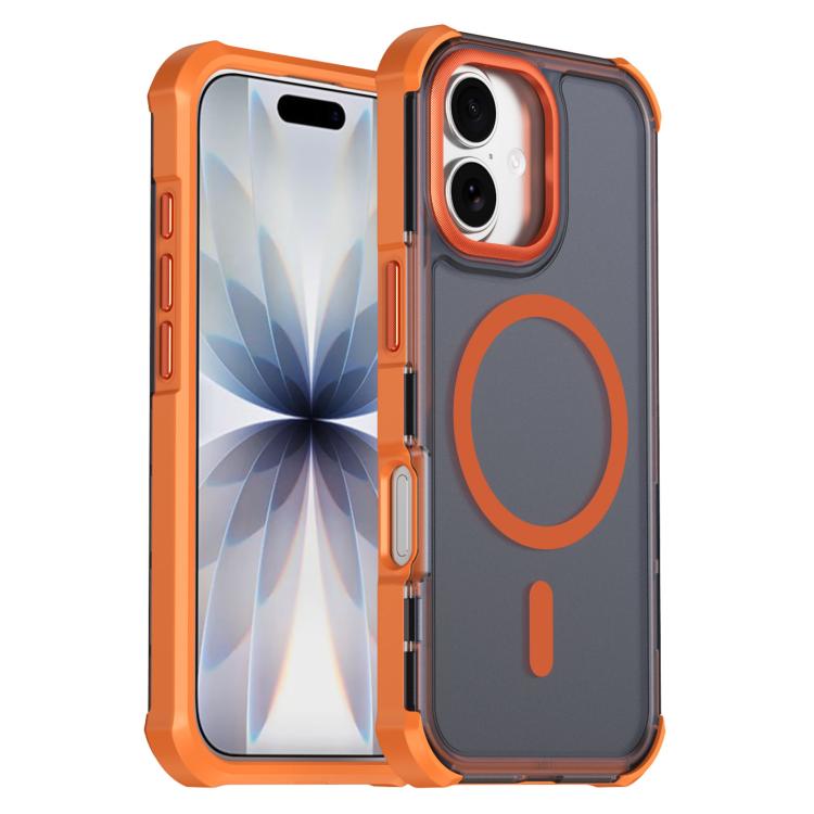 

For iPhone 17 Skin Feel Semi-transparent Frosted Magnetic Four-Corner Shockproof Phone Case(Orange)