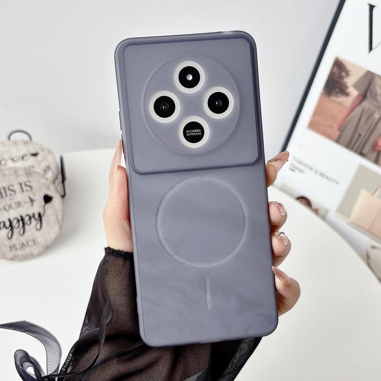 

For Xiaomi Redmi 14C 5G Ultra-thin Magnetic Semi-transparent Frosted TPU Shockpoof Phone Case(Purple)