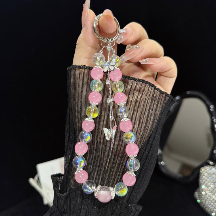 

Interlaced Beaded Butterfly Tassel Phone Strap(Pink)