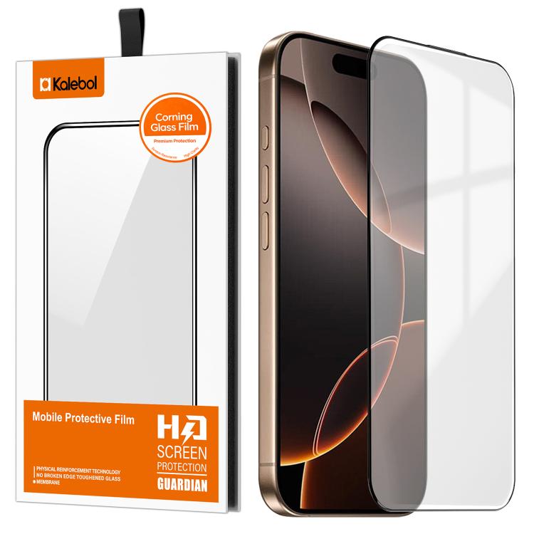 For iPhone 16 Pro Max Kalebol Corning Glass Screen Printed HD Super Strong Electroplated Tempered Glass Film