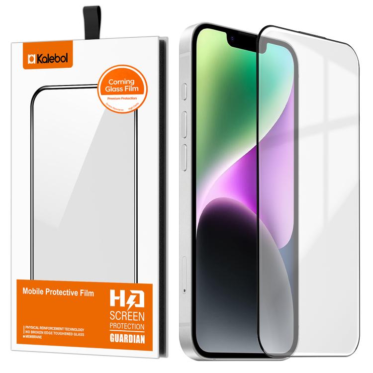 

For iPhone 14 Kalebol Corning Glass Screen Printed HD Super Strong Electroplated Tempered Glass Film