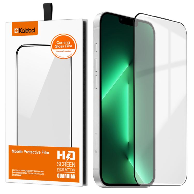 For iPhone 13 Pro Max Kalebol Corning Glass Screen Printed HD Super Strong Electroplated Tempered Glass Film
