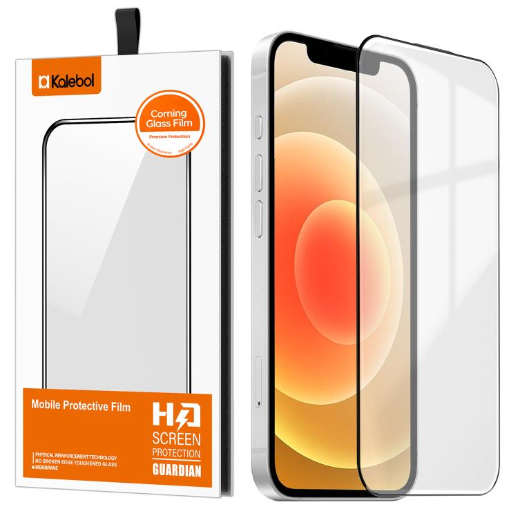 For iPhone 12 Kalebol Corning Glass Screen Printed HD Super Strong Electroplated Tempered Glass Film