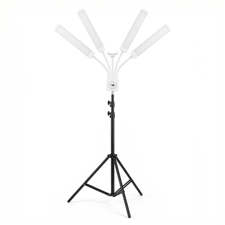 

HD-150XJ 3200K-5600K Adjustable Remote Control 65W LED Photography Light 4-Arm Fill Light, Plug:US Plug(White)
