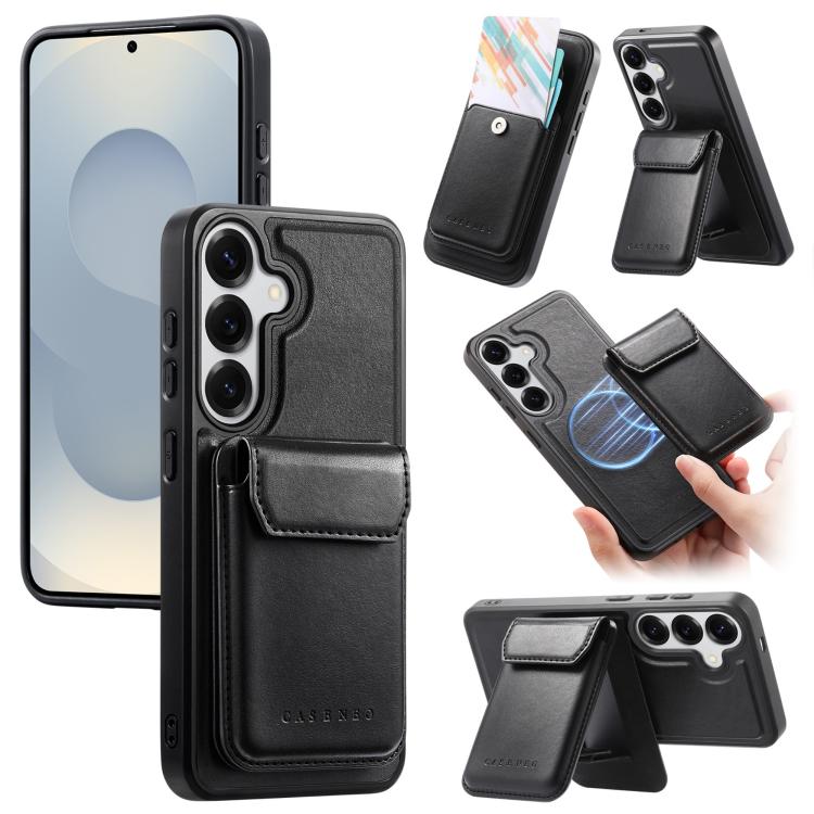 For Galaxy S24+ 5G / S25+ 5G CaseNeo Retro Multi-Card Bag Magnetic Back Phone Case(Black)