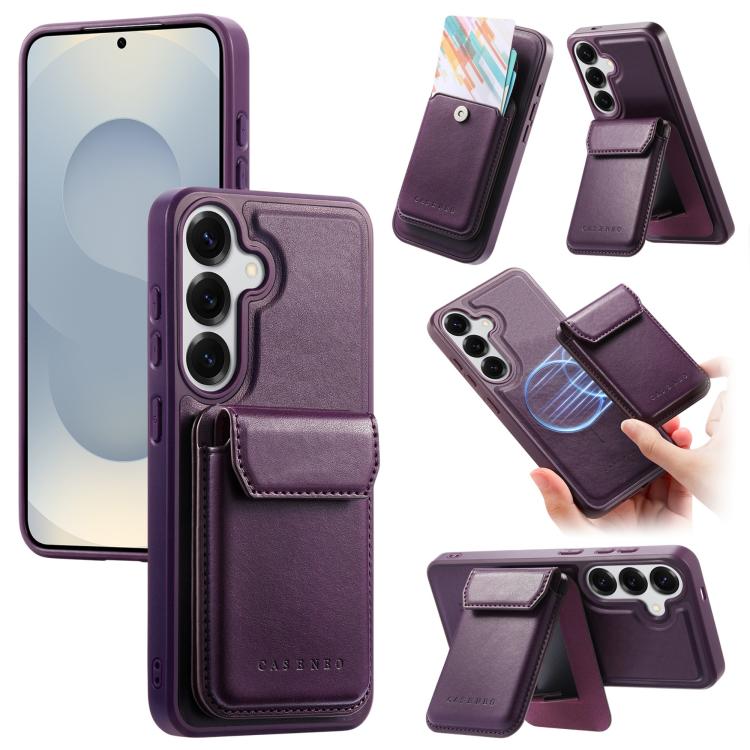 For Galaxy S26 5G CaseNeo Retro Multi-Card Bag Magnetic Back Phone Case(Purple)