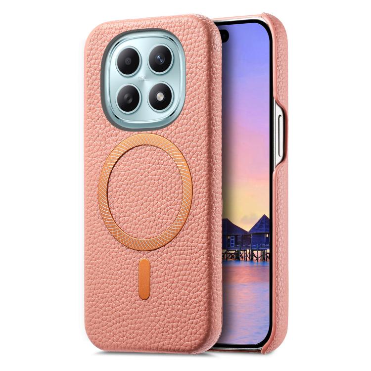 For Redmi Note 15 4G / 5G Global 164mm Litchi Texture Brushed MagSafe PU Back Cover Phone Case(Pink)