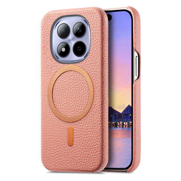 

For Redmi Note 15 Pro+ Global 163.3mm Litchi Texture Brushed MagSafe PU Back Cover Phone Case(Pink)
