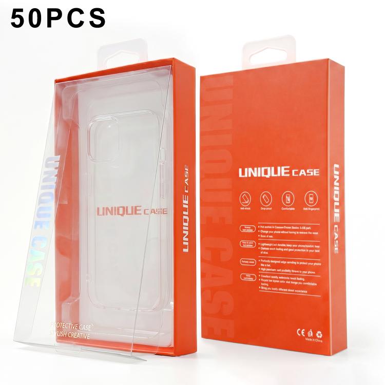 

50pcs Transparent Window Phone Cover Rigid Packaging Box(Orange)