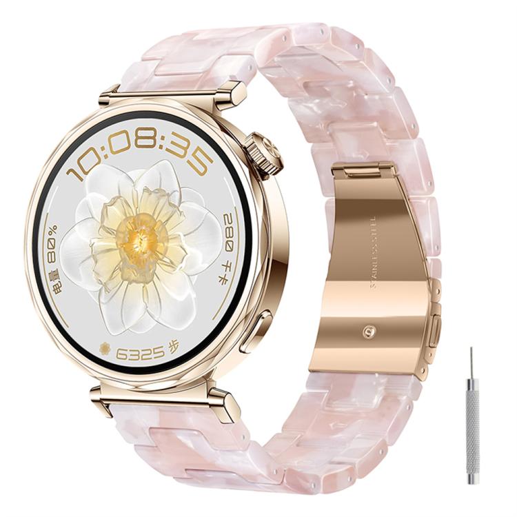 

22mm Butterfly Clasp Three Beads Resin Watch Band with Removal Tool(Powder White)