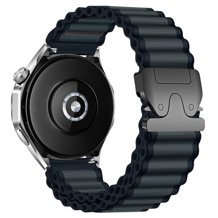 18mm Parachute Buckle Off Road Wide Ribbed Nylon Watch Band(Dark Gray Black)