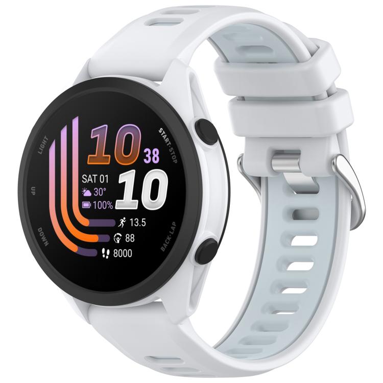 

22mm Two Color Silicone Sports Quick Release Watch Band(White+Light Blue)