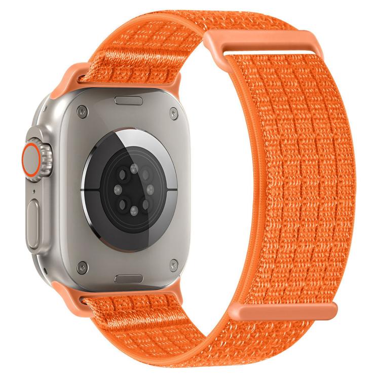 

For Apple Watch 46mm / 49mm / 45mm / 44mm Two Section Nylon Woven Breathable Hook And Loop Fastener Watch Band(Orange)