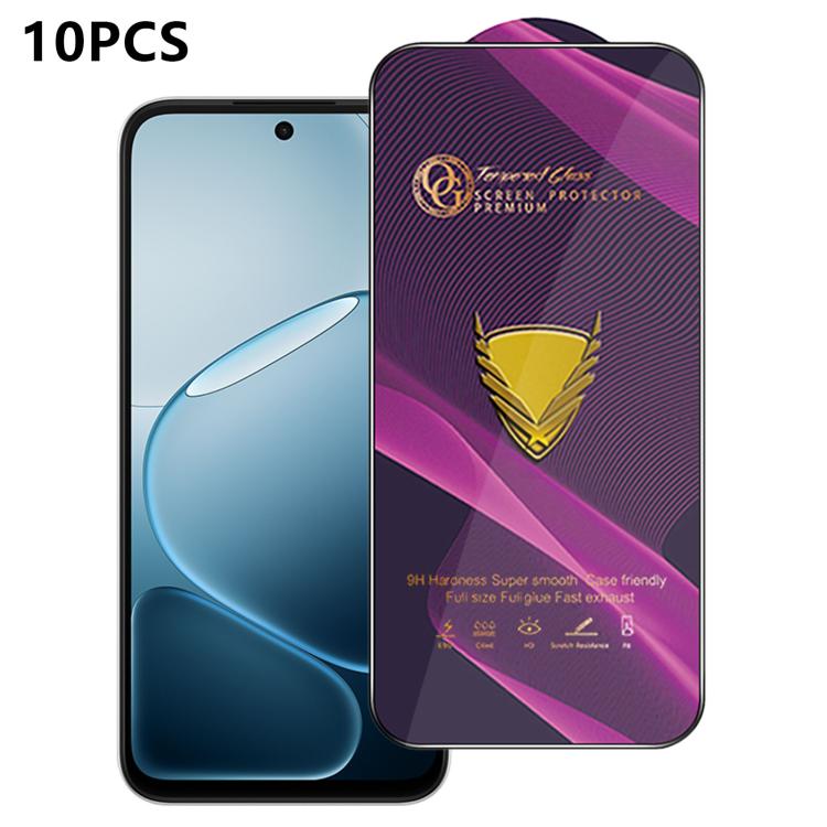 

For OPPO K14x 10pcs OG Purple Large-Arc Anti-Static High-Alumina Screen-Printed HD Tempered Glass Film